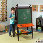 Tabla ajustabila Art Novelty multifunctionala de scris si pictat cu stocare - Sevalet pictura 3 in 1 Espresso Easel Kidkraft